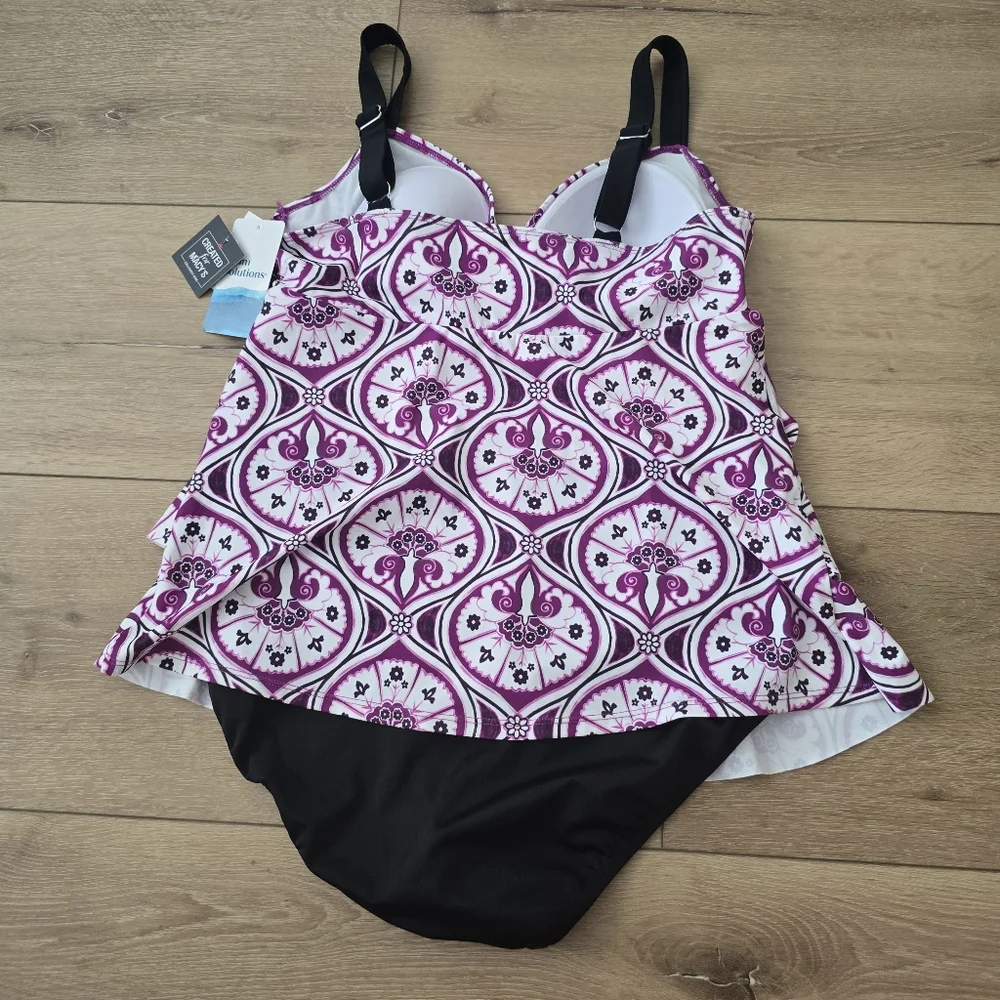 Women's Printed Tiered Fauxkini One Piece Swimsuit - Picture 5 of 9